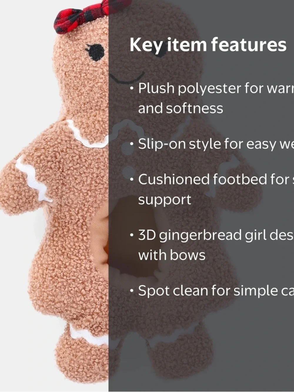 BRAND NEW Plush Gingerbread Slippers for Kids Size 13/1
